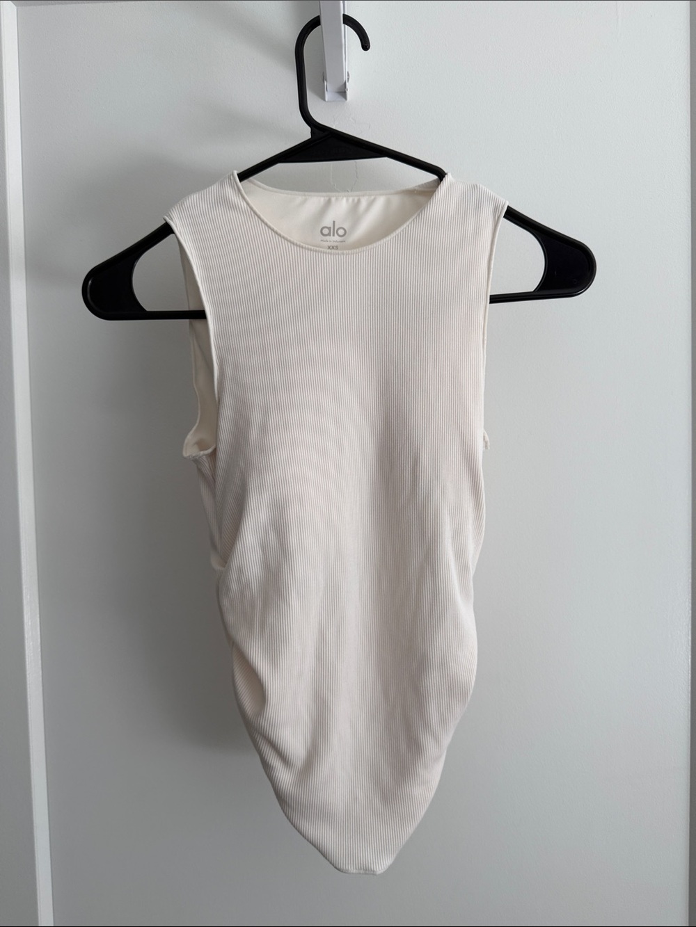 ALO Yoga Cream Ribbed Sleeveless Bodysuit